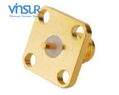 11521470 -- RF CONNECTOR - 50OHMS, SMA FEMALE, STRAIGHT, 4 HOLE FLANGE, ROUND POST